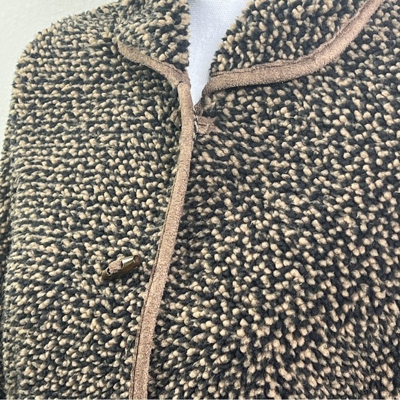 Orvis Berber Fleece Jacket Women's S Wood Button Front Pockets Chevron Pattern - Picture 9 of 13